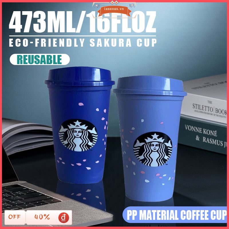 【lasonas】 1 Bình nước Starbucks 473ml/16floz Bình đựng nước du lịch ngoài trời Di động khách sạn botol air Cốc cà phê sáng tạo Bình thủy tinh bằng nhựa PP đơn giản