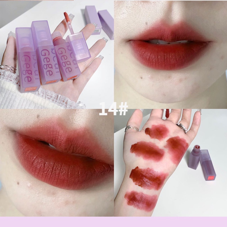 Son Kem Hai Lớp Màu Nhung Lì Lâu Trôi Hình Gấu Gege bear/Son kem lì GEGE BEAR lâu trôi mềm mịn như nhung hàng nội địa Trung,lâu trôi mềm mịn căng mọng Nude Colordiary hot trend