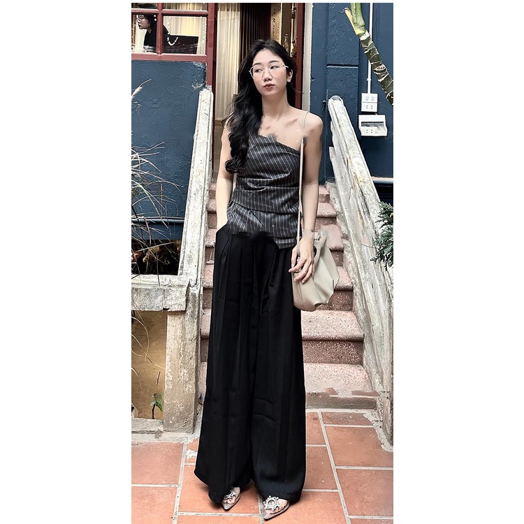 Áo Kiểu Dáng Thẳng Hở Vai Họa Tiết Kẻ Sọc Thời Trang Thu Đông Zara 223067155