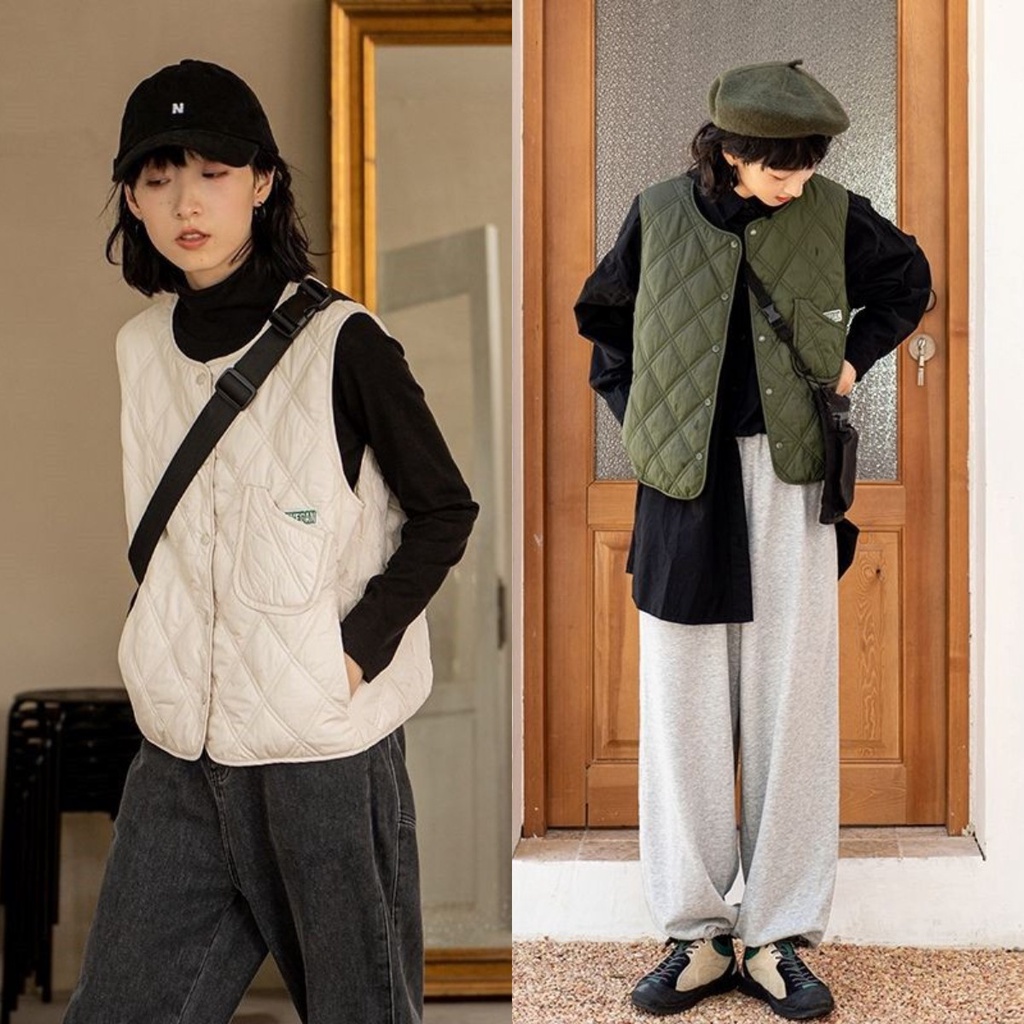 Xuống vest nữ nhật bản lưới kim cương màu sắc ngọt ngào
