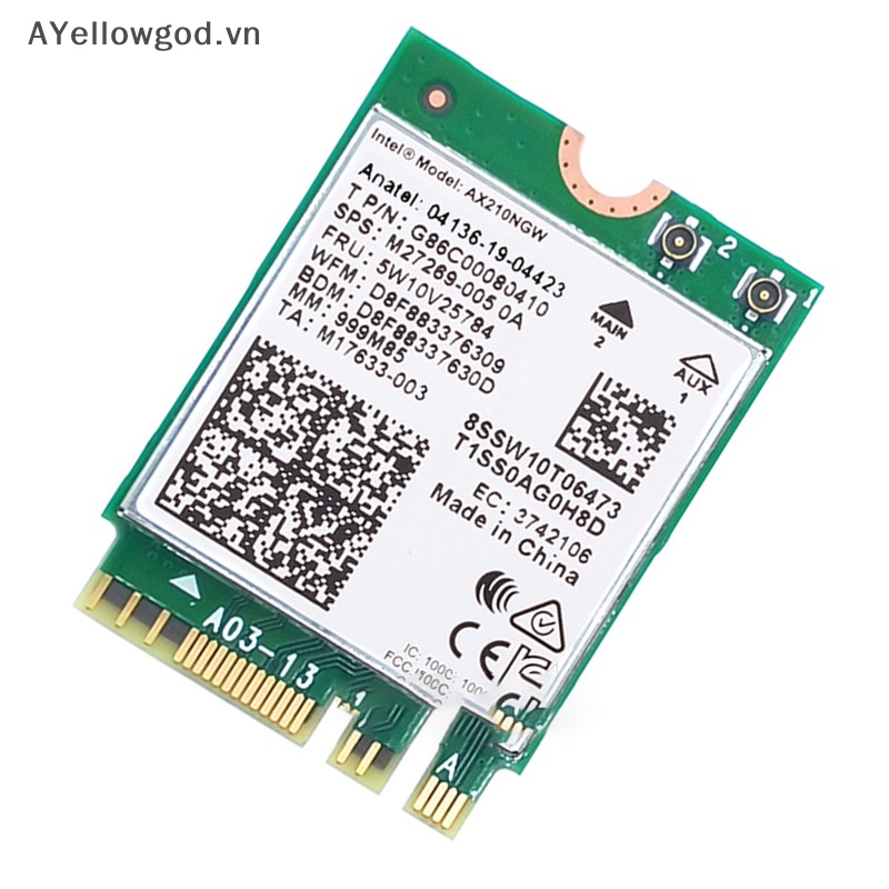 Ayellowgod for laptop pc wifi 6e intel ax210 bluetooth 5.2 m.2 card không dây ax210ngw 2.4ghz 5ghz 6ghz 5374mbps 802.11ax ax200 adapter vn