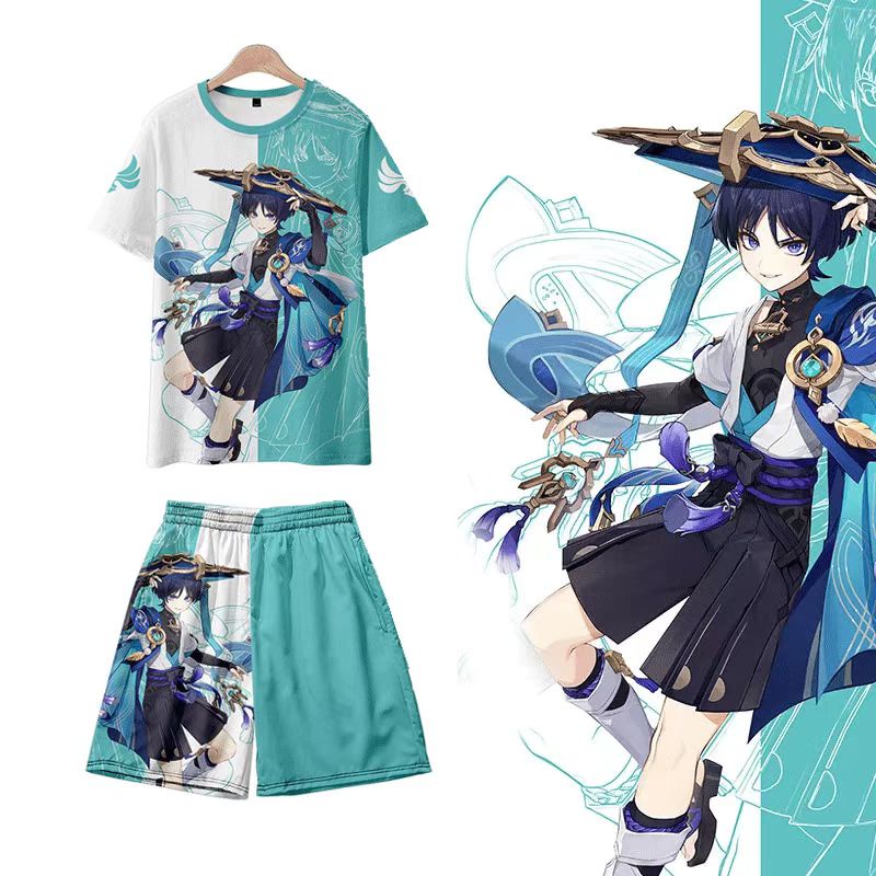 The original god surrounding stragglers t-shirt two-dimensional anime impression tops nam and women short-sleeved cos quần áo mùa hè tide