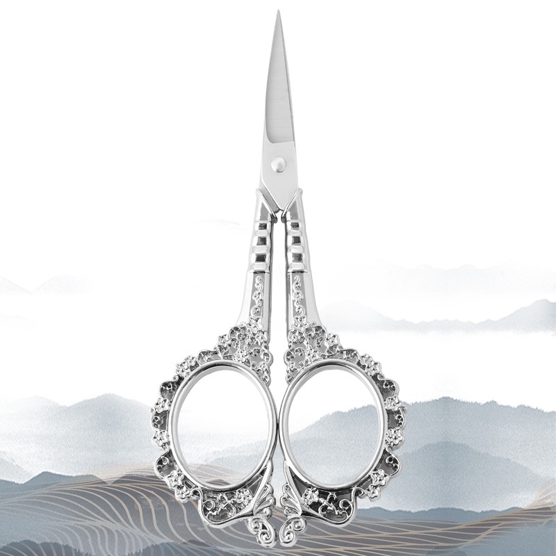 Hoa mận mô hình thép không gỉ Vintage kéo may vải máy cắt thêu thợ may kéo chỉ công cụ may