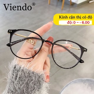 Kính Giả Cận Nam Nữ VIENDO Gọng Kính Cận Tròn Đổi Màu Chống Ánh Sáng Xanh Tia UV Thời Trang (Cắt Cận Thị Loạn Thị Tròng Kính)