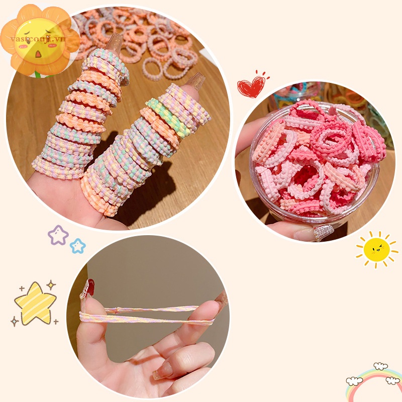 Vastji 50 cái dây buộc tóc đàn hồi cho bé gái nylon trẻ em giá đỡ tóc đuôi ngựa scrunchies trẻ em dây cao su dây buộc tóc mềm phụ kiện vn