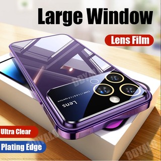 Vỏ iphone 14 13 12 11 8 7 pro plus max sang trọng mềm mại trong suốt vỏ cửa sổ lớn mạ điện với ống kính máy ảnh nắp bảo vệ bằng kính