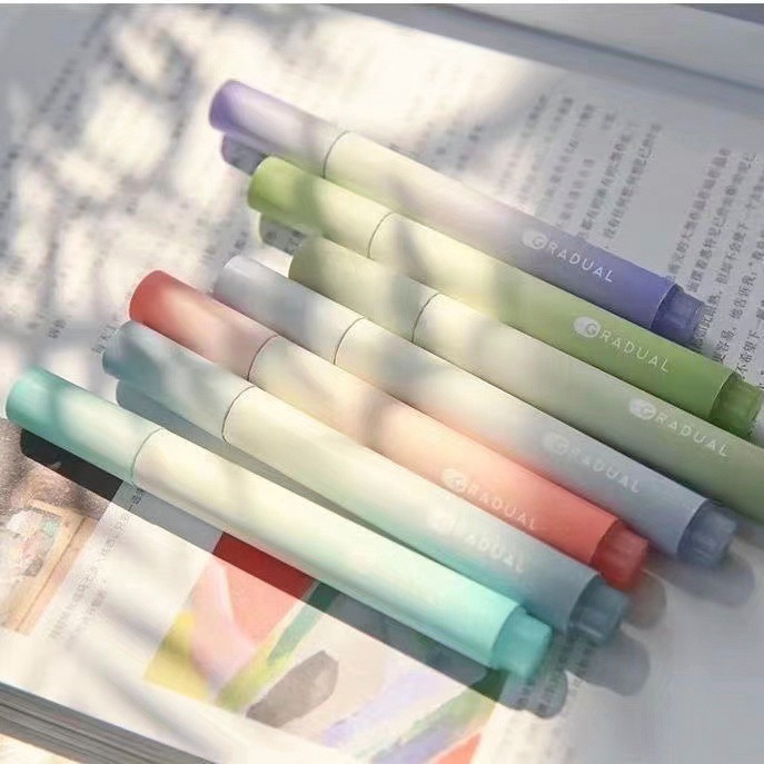 Set 4 bút đánh dấu highlight màu Pastel Trendy HI09 Bút dạ quang thân tròn Gradual màu dịu mắt