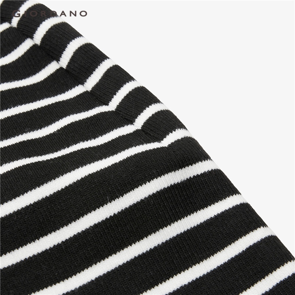 GIORDANO WOMEN Raglan sleeve half-zip stripe loose sweatshirt 18323009