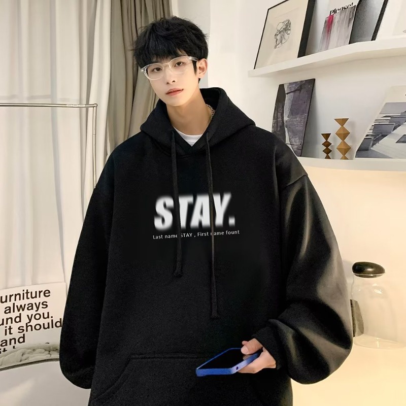 🔥áo hoodie nam áo khoác cổ đứng🔥form rộng big size tới 90kg Thời trang nam Mỹ sáng tạo STAY thư in cộng với kích thước hoodie Unisex Thời Trang Trẻ Trung