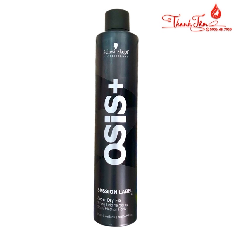 Gôm xịt tóc siêu cứng Osis+ Black Super Dry Fix Schwarzkopf 500ml