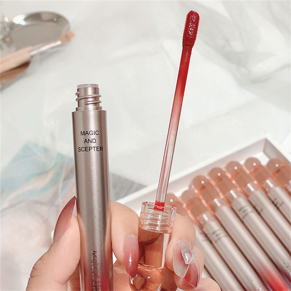 ♕ Mack Andy Magic Wand Son Bóng Nhẹ Dưỡng Ẩm Matte Velvet Fog Surface Son Môi Hoàn Màu Cao Trang Điểm Môi Lâu Trôi NỘI THẤT