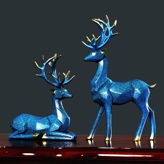 2 Tượng hươu LOVIVER điêu khắc thủ công mỹ nghệ để bàn trang trí văn phòng/ nhà bếp