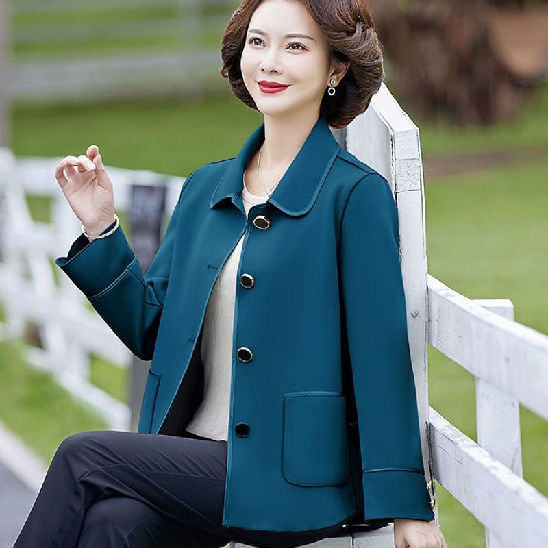 Áo Khoác Len Hai Mặt Dáng Ngắn Chống Gió Thời Trang Dành Cho Phụ Nữ Trung Niên