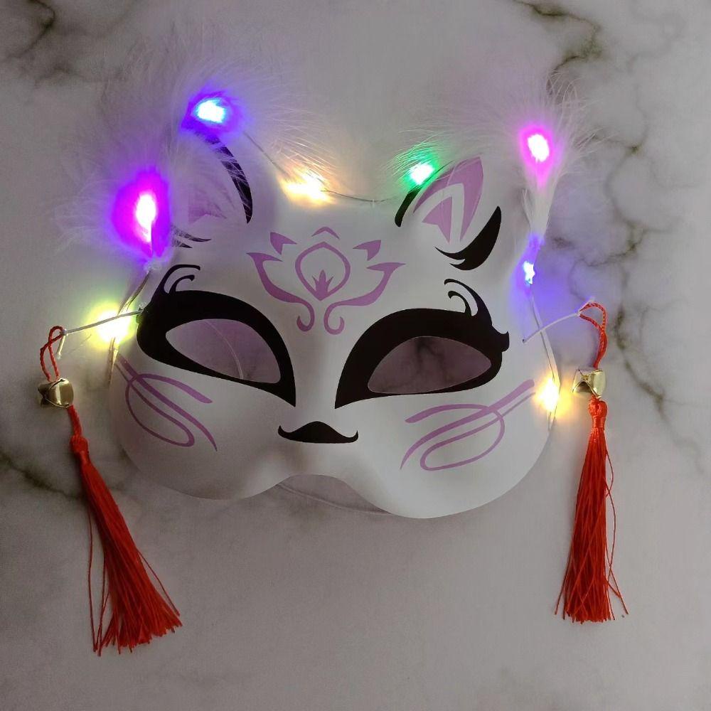 Rosegoods1 Mặt Nạ Hóa Trang Cáo / anime Nửa Mặt Có Đèn led Phát Sáng Vui Nhộn Cho Bữa Tiệc
