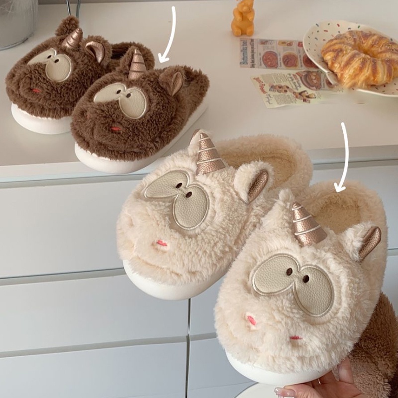 Dép Bông Đi Trong Nhà Hình Kỳ Lân Dễ Thương Cho Nữ