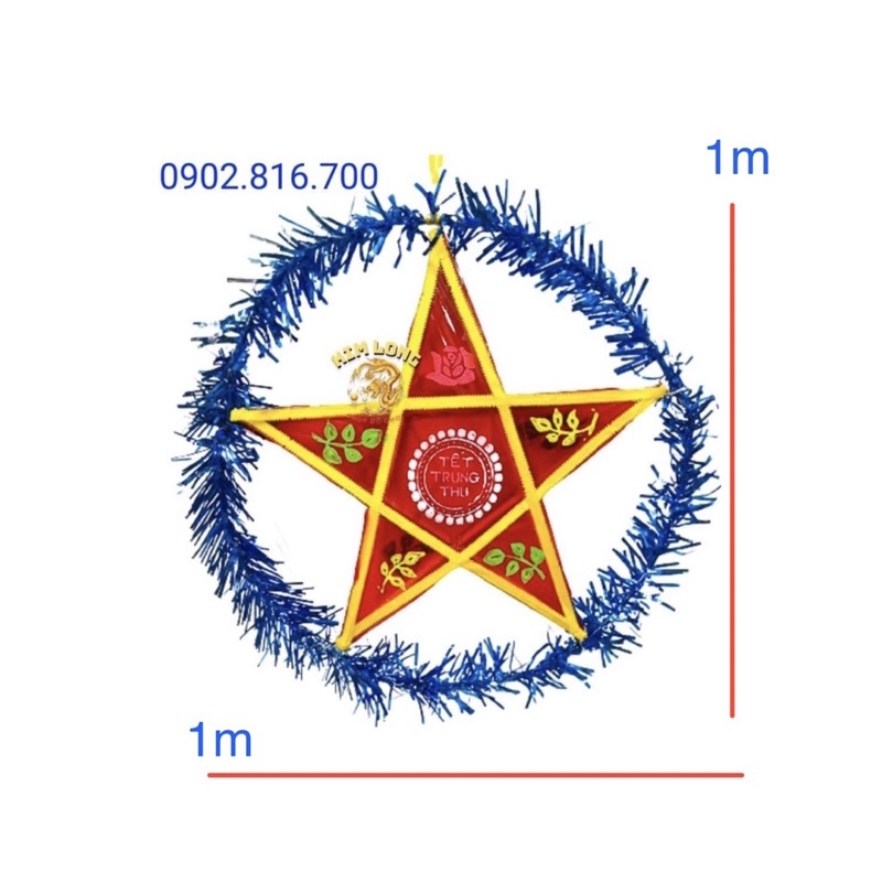 Đồ chơi lồng đèn trung thu truyền thống - Lồng đèn kiếng hình NGÔI SAO size đại 100cm và 80cm tặng 10 đèn cầy