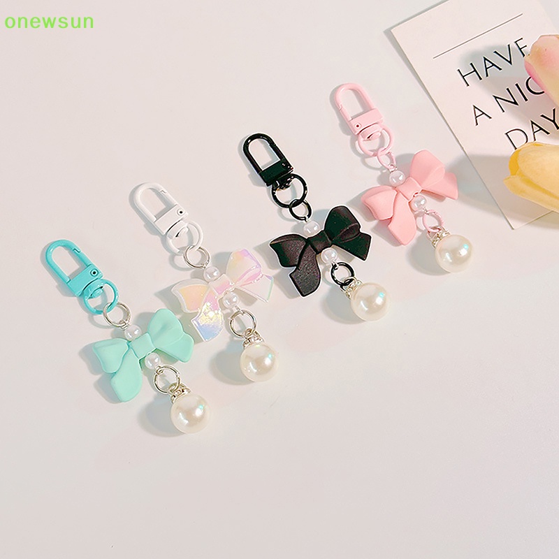 Onewsun nơ kẹo màu mặt dây chuyền chìa khóa thời trang y2k keychain hộp đựng tai nghe túi quyến rũ mặt dây chuyền phụ kiện túi xách mới