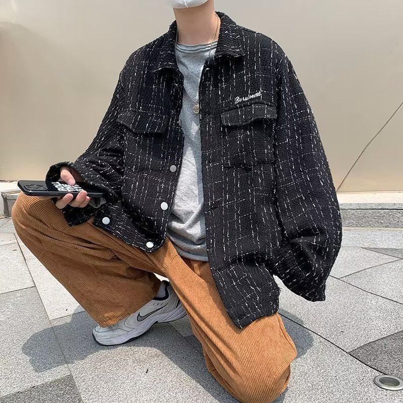 Áo khoác nam áo khoác rộng thùng thình mùa xuân và mùa thu all-match top