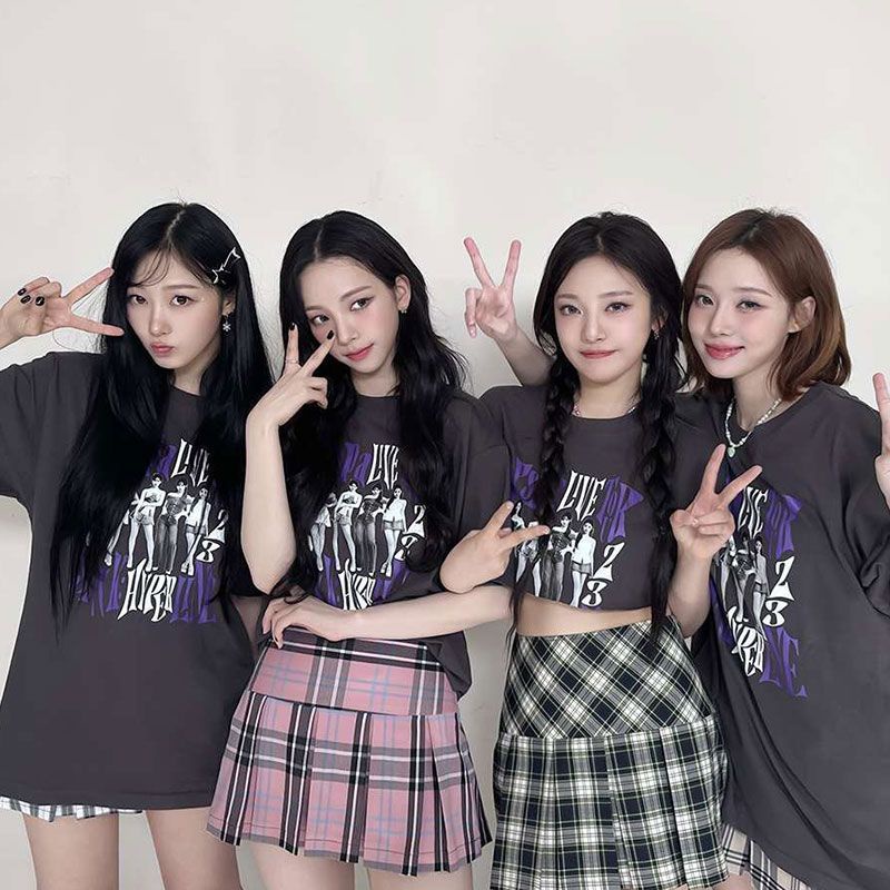 Aespa Áo Thun cotton Ngắn Tay Dáng Rộng In Hình karina Thời Trang Mùa Hè Hàn Quốc Giản Dị Dành Cho Nữ Và Nam