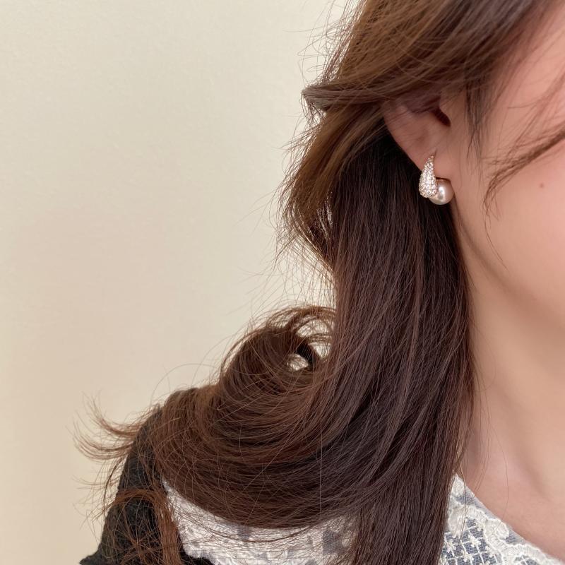 Khuyên Tai Đính Ngọc Trai Hình Giọt Nước Đơn Giản Thời Trang Hàn Quốc Mới