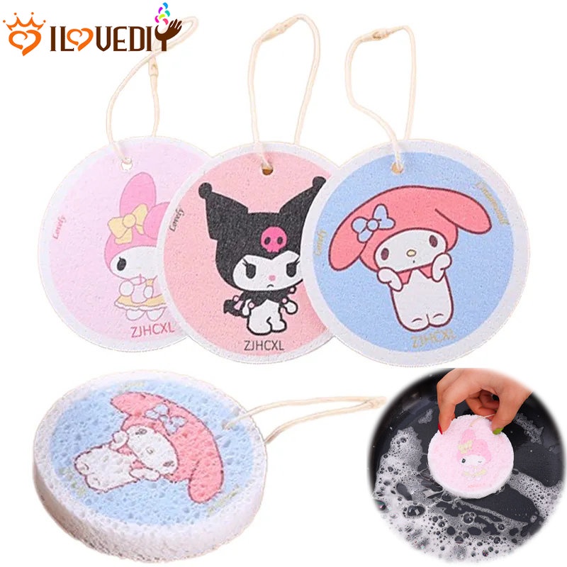 Miếng Bọt Biển Lau Chùi Hình Hoạt Hình Sanrio Bằng Bột Gỗ Dành Cho Nhà Bếp