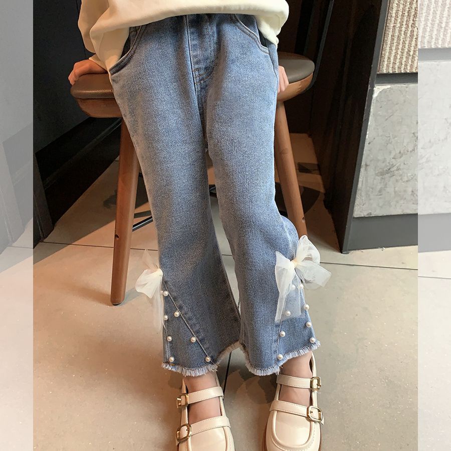 Quần Jeans Ống Loe Phong Cách Mới 2023 Cho Bé Gái
