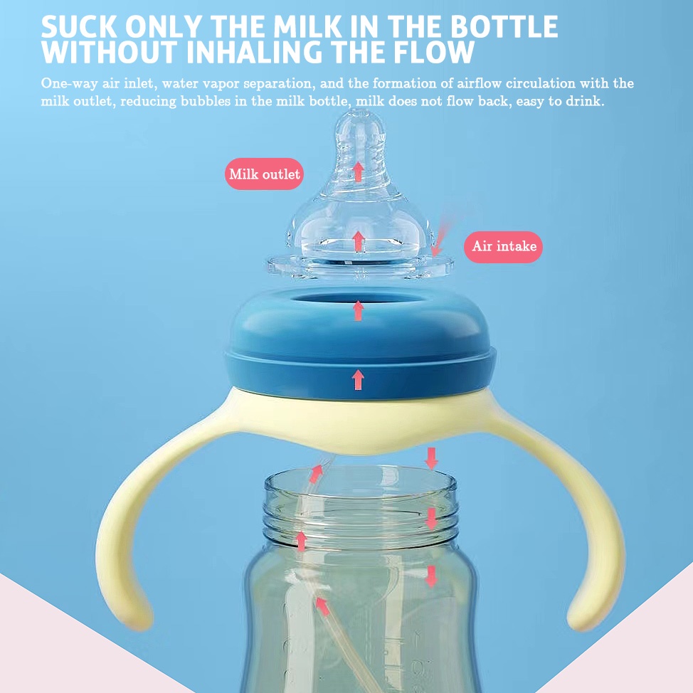 330ML,160ML Bình Sữa Có Ống Hút Chống Sốc / Chống Tràn Tiện Dụng Cho Bé Sơ Sinh