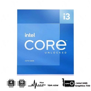 CPU Intel Core i3-13100 (up to 4.5Ghz, 4 nhân 10 luồng, 12MB Cache, 65W) - Socket Intel LGA 1700_Raptor Lake)