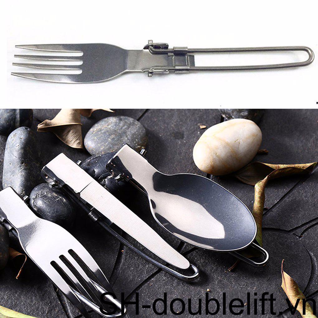 Bộ 3 Dao Muỗng Nĩa Bằng Thép Không Gỉ Có Thể Gấp Gọn Tiện Dụng