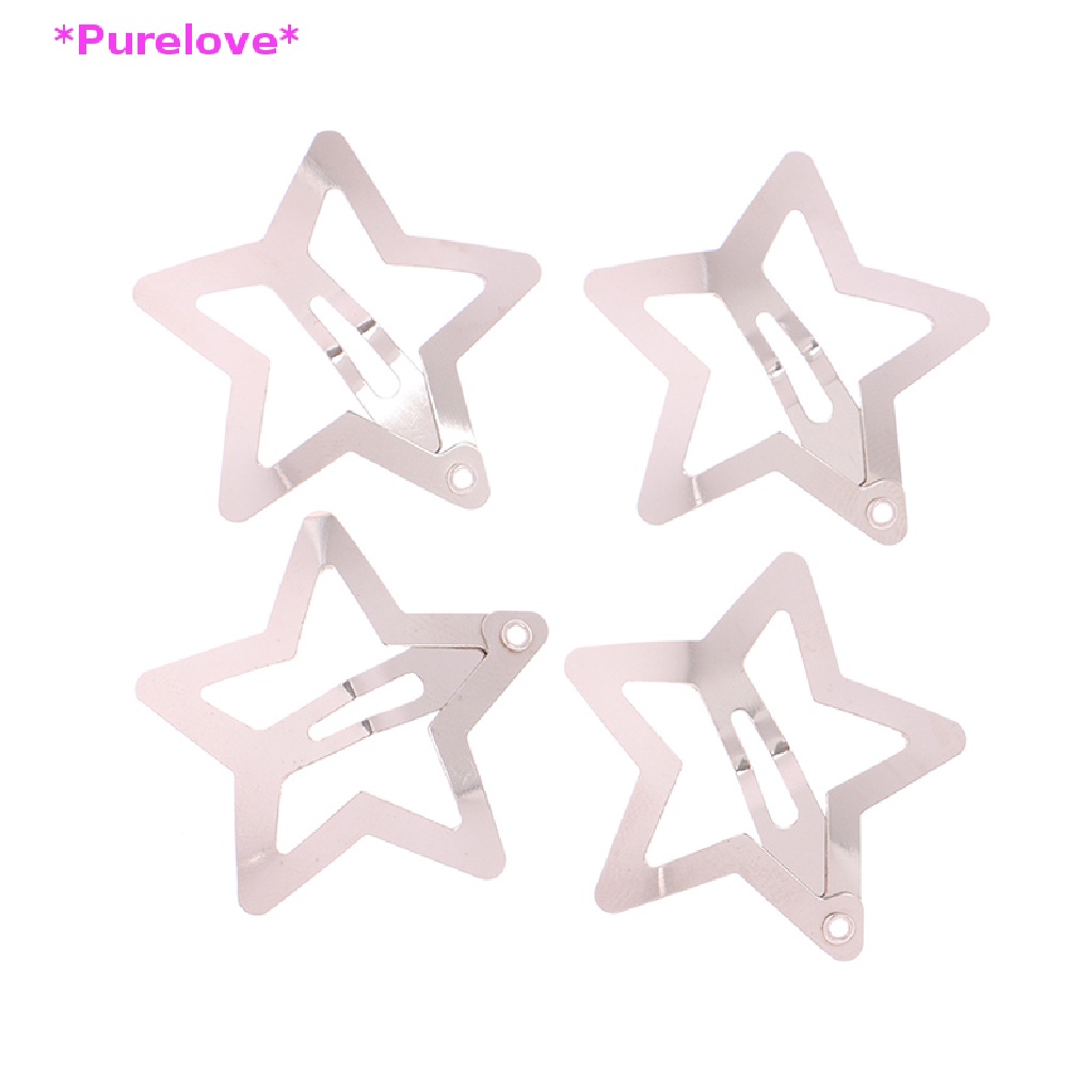 Set 4 Kẹp Tóc BB Hình Ngôi Sao Màu Bạc Đơn Giản Cho Nữ Mới