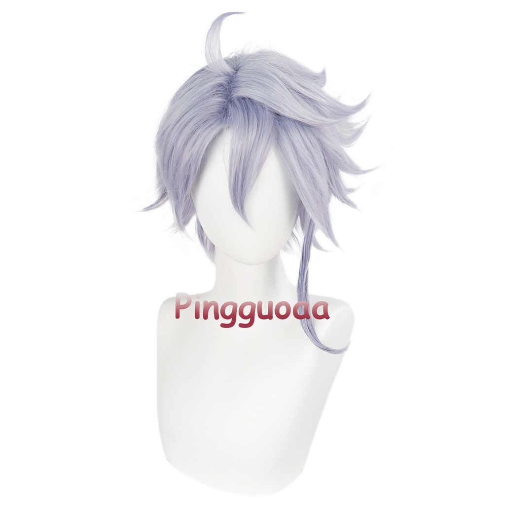 Game Twisted-Wonderland Azul Cosplay Wig Light Blue Short Wigs Heat Resistant Synthetic Halloween Party Wigs + Wig Cap