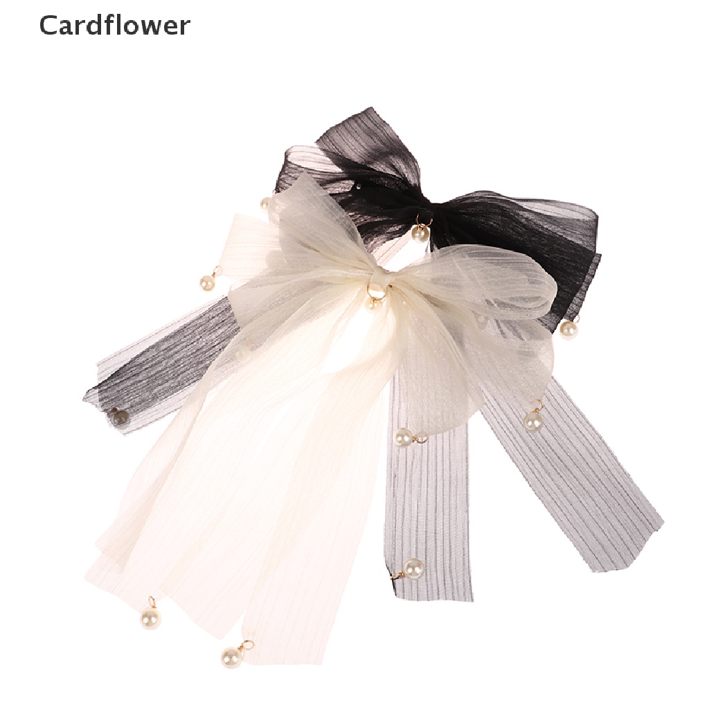 &lt; Cardflower &gt; Kẹp Tóc Thắt Nơ Sợi Trắng Đen Mới Cho Nữ Mùa Xuân Giảm Giá