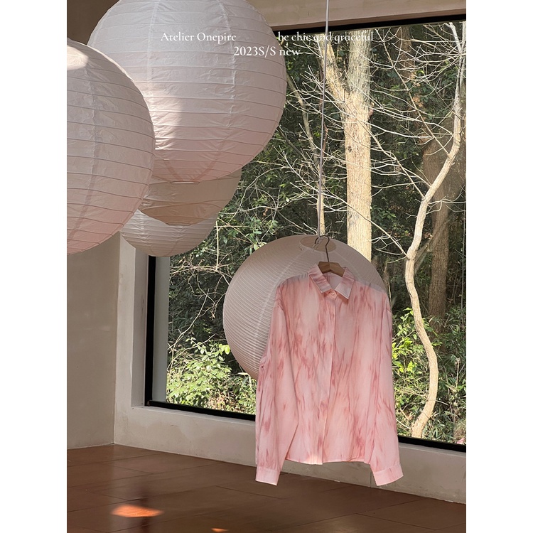 SUXI Áo Sơ Mi Tay Dài Nhuộm Màu Loang Dáng Rộng Thời Trang Cho Nữ