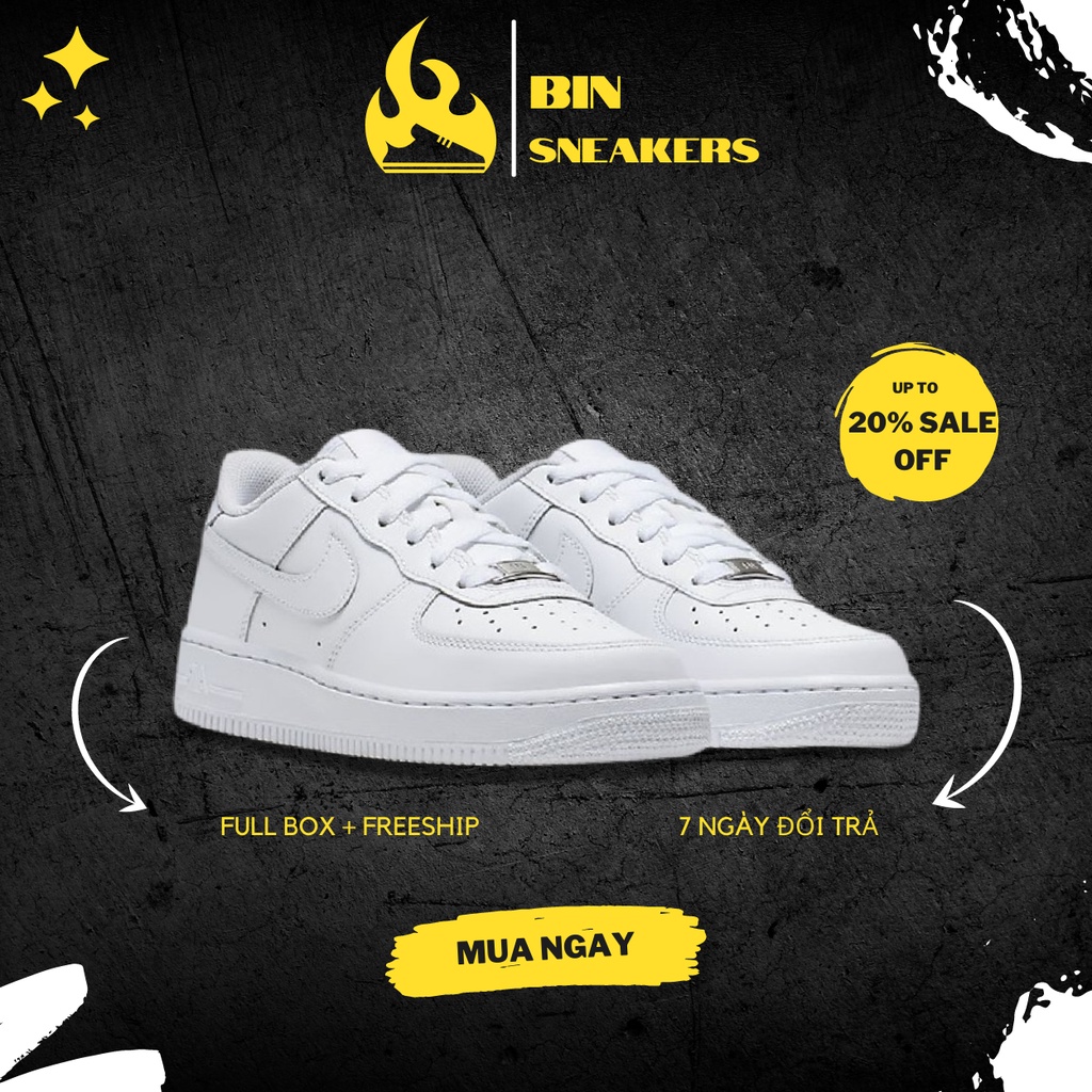 Giày AF1 trắng nam nữ basic quốc dân chuẩn 11 Full Box - Giày thể thao sneaker nam nữ AF1 trắng uzzang đi học đi chơi