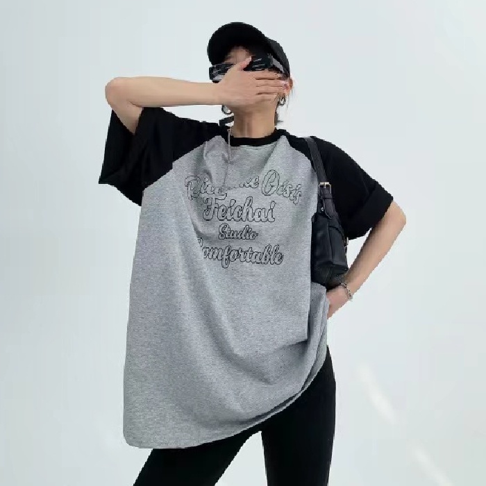 Áo thun NRVP 100% cotton tay ngắn dáng rộng in họa tiết hoạt hình phong cách Hàn Quốc thời trang cho nữ