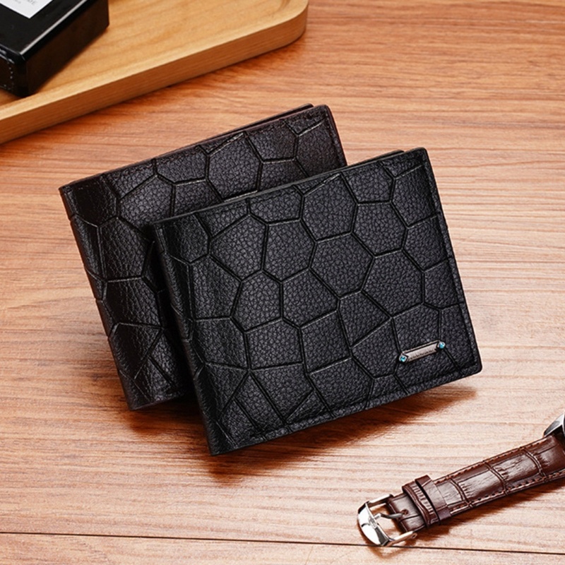 Ví Da PU Ngắn Gập Đôi Vintage Thời Trang Cho Nam