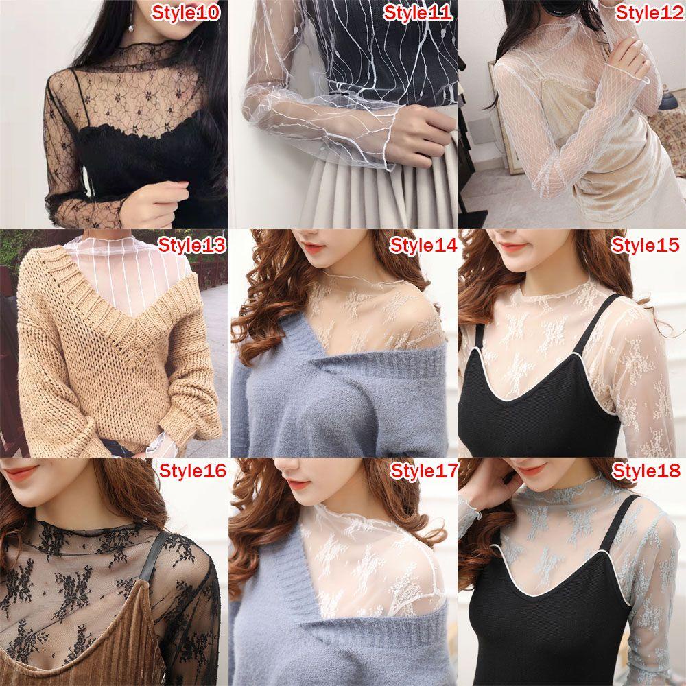 1 Áo Lưới Phối Ren Không Đường May Gợi Cảm Hợp Thời Trang