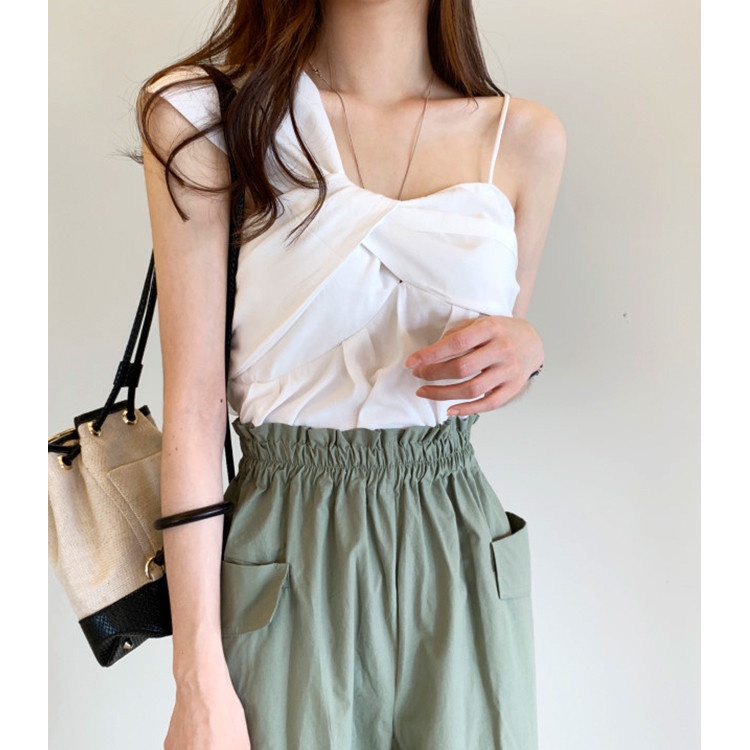 SUXI Áo Kiểu Hai Dây Dáng Ôm Hở Vai Phong Cách Hàn Quốc Dành Cho Bạn Nữ