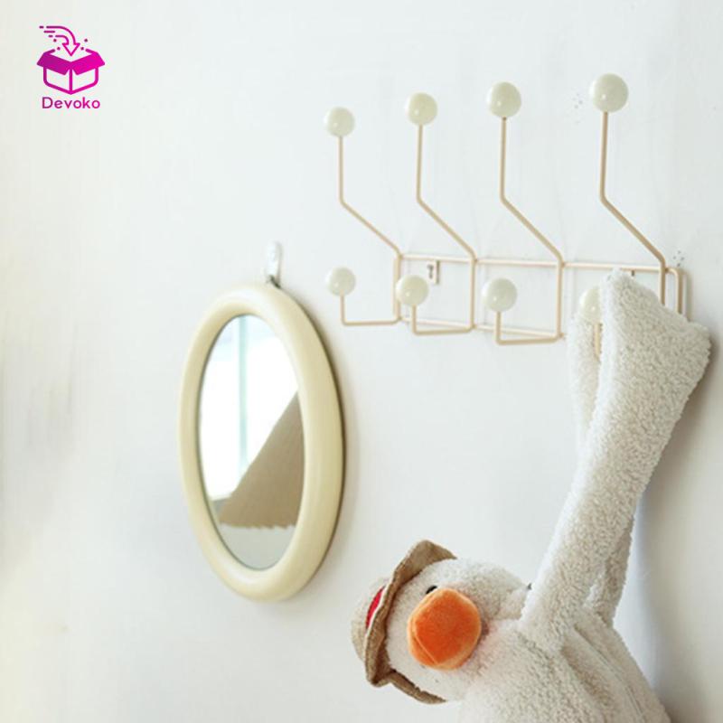 Móc treo mũ áo khoác Devoko màu trắng phối gỗ phong cách Hàn Quốc