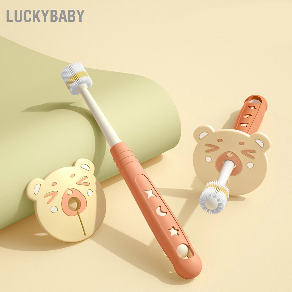 LUCKYBABY Bàn chải đánh răng trẻ em 360° tích hợp khuôn lông mềm sơ sinh cho mới biết đi