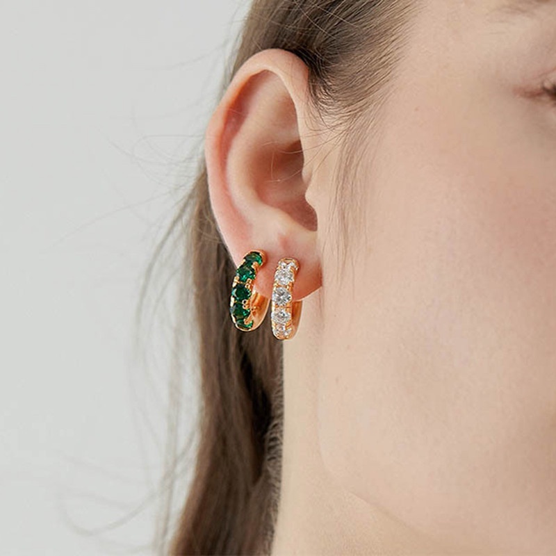 Khuyên Tai Tròn Đính Đá Zircon Sang Trọng