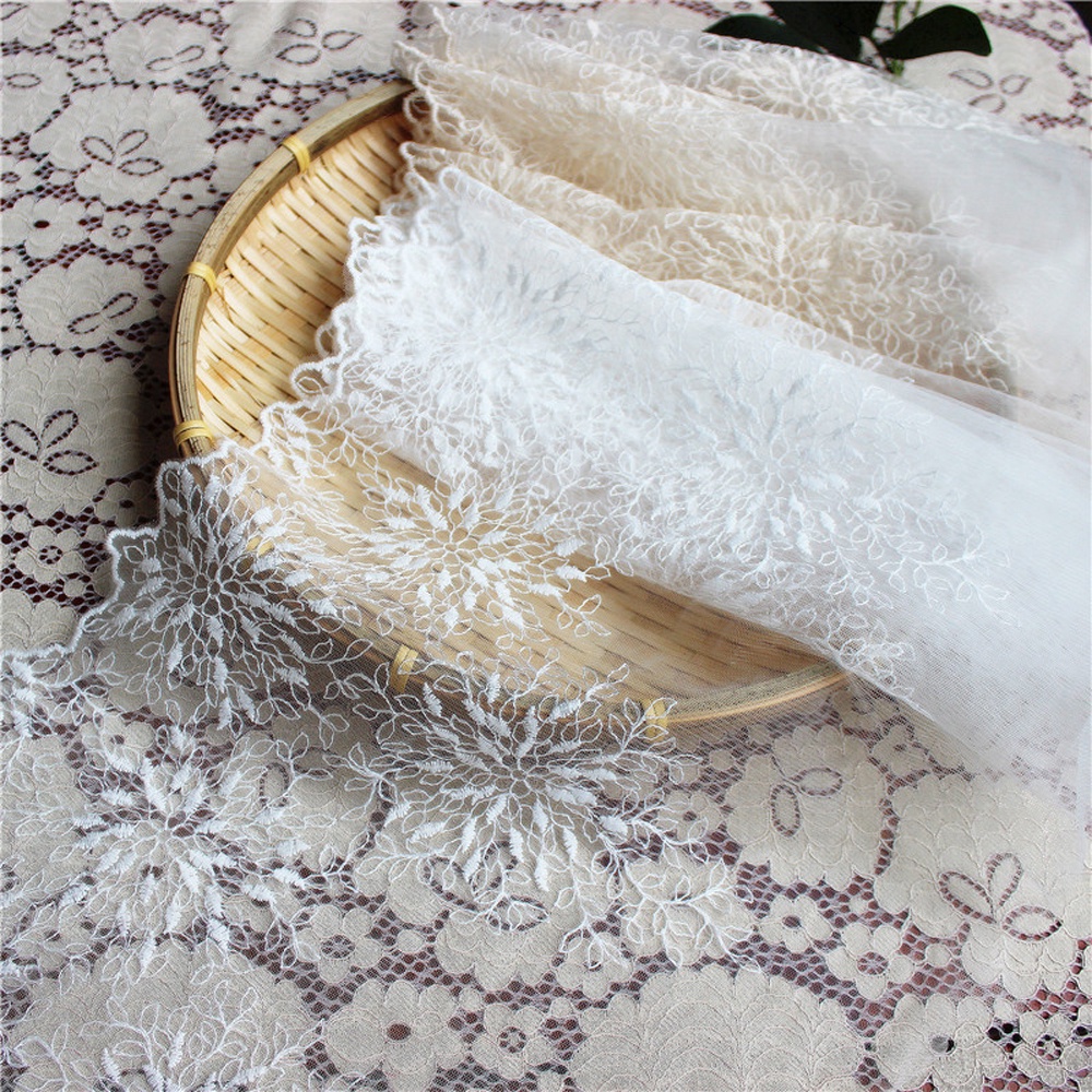 Cuộn Vải Ren Trắng Dài 30CM Dài 1 Yard Dùng Để May Đồ Thủ Công