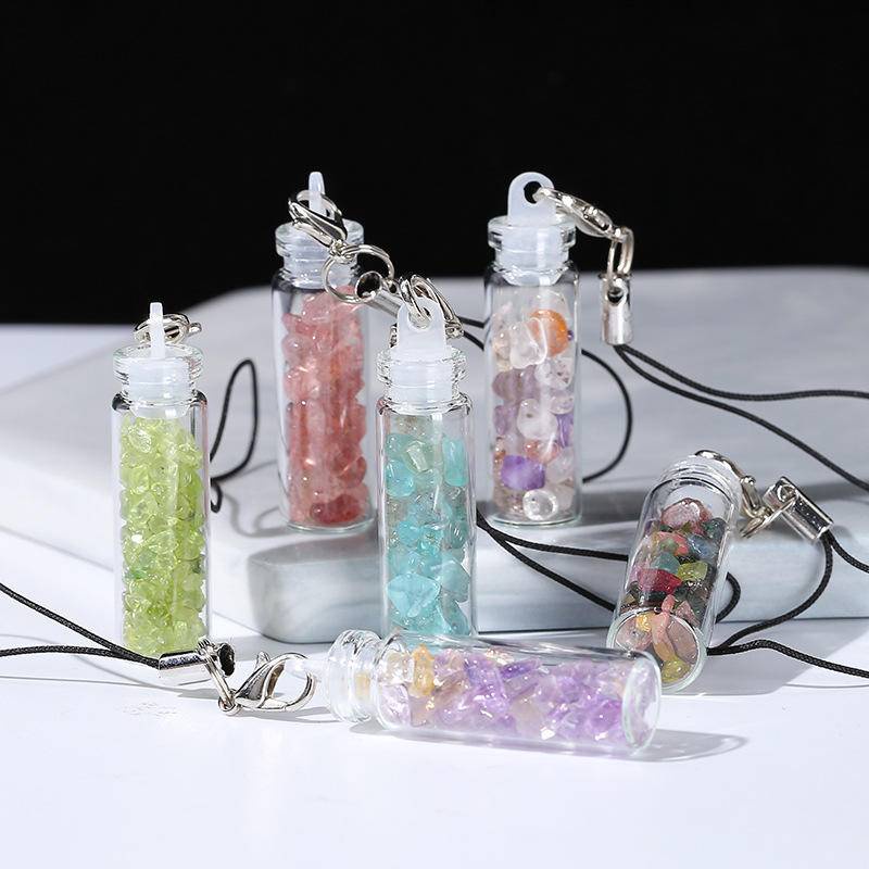 Lọ Điều Ước Mini Bằng Đá Pha Lê Tự Nhiên Có Dây Treo Trang Trí Túi Xách / Điện Thoại