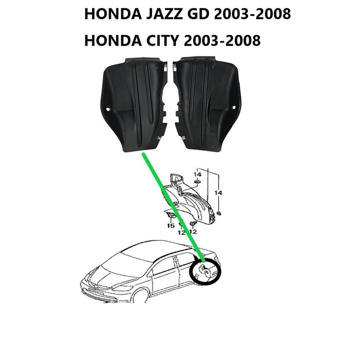 FENDER Tấm Chắn Bùn Phía Sau Cho HONDA JAZZ fit 2003 2004 2005 2006 2007 2008 and HONDA CITY SEL 2003 2004 2005 2006 2007 2008 GD6 GD8