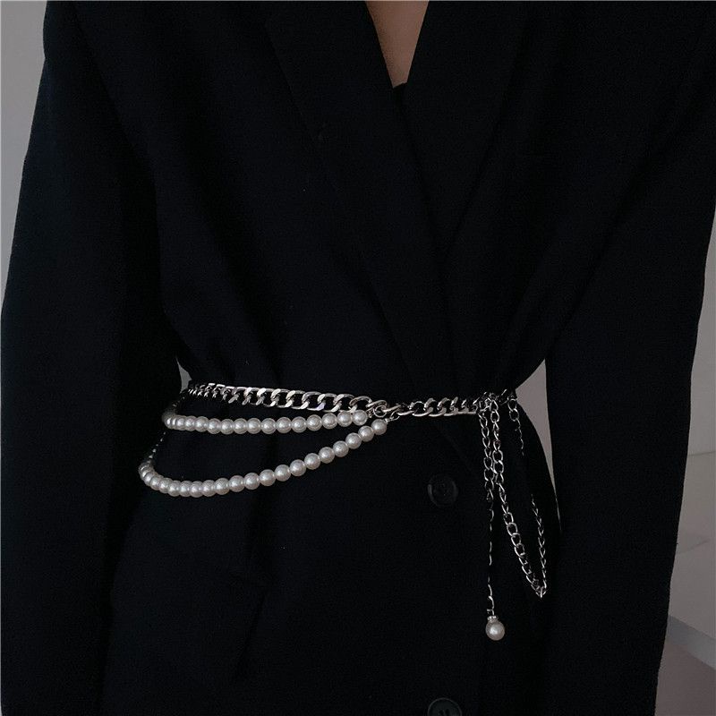 Thắt Lưng Chuỗi Ngọc Trai Bằng Kim Loại Thanh Lịch Phù Hợp Với Váy Hán Phục punk
