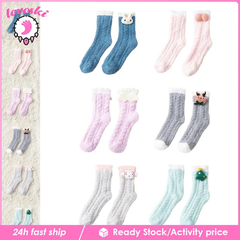 [Lovoski] Vớ Lông Cừu Cổ Thuyền Thoải Mái Giữ Ấm Mùa Đông Mang Hàng Ngày Cho Nữ