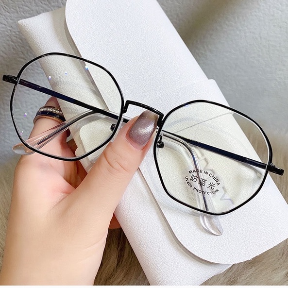 Mắt Kính Gọng Tròn Bằng Kim Loại Chống Tia Bức Xạ Thời Trang Cho Nữ