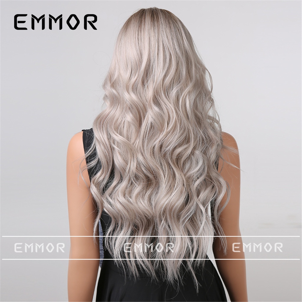 Hàng Mới Về Mới Bộ Tóc Giả Dài Xoăn Gợn Sóng Màu Xám Trắng Thời Trang Dành Cho Nữ