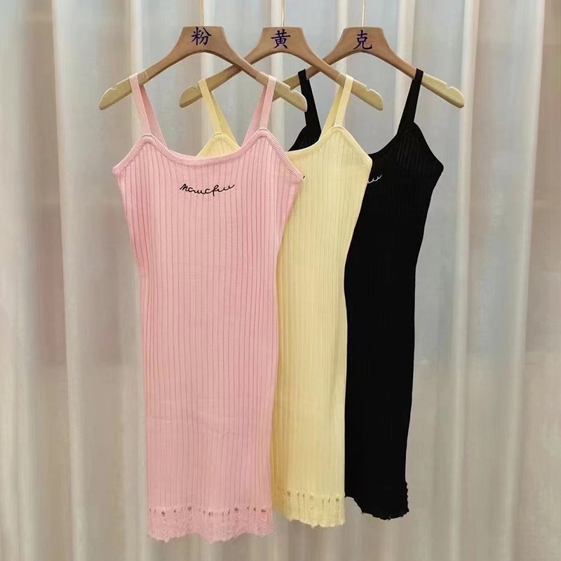 Đầm Dệt Kim Sát Nách Thêu Chữ Kiểu Hàn Quốc Xinh Xắn Cho Nữ