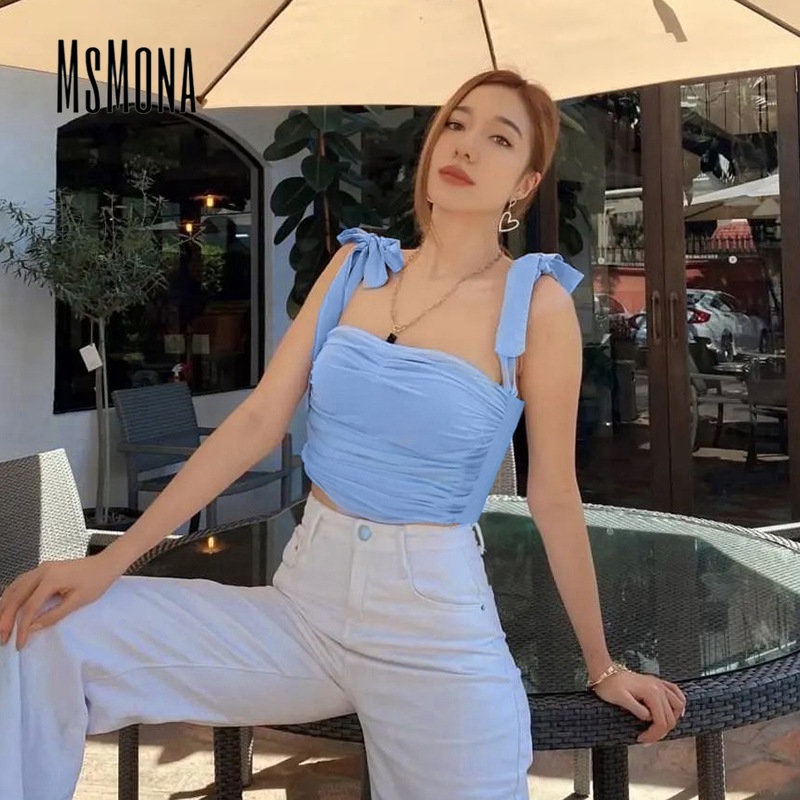 Áo Tank Top Cổ Chữ V Màu Trơn Thời Trang Mùa Hè 2023 Quyến Rũ Cho Nữ